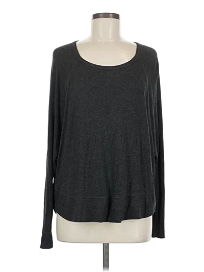 Pre-owned H By Bordeaux Long Sleeve Top Gray Scoop Neck Tops