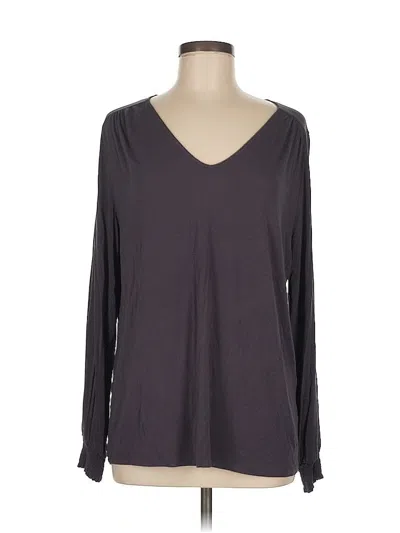 Pre-owned H By Bordeaux Long Sleeve Top Gray V Neck Tops