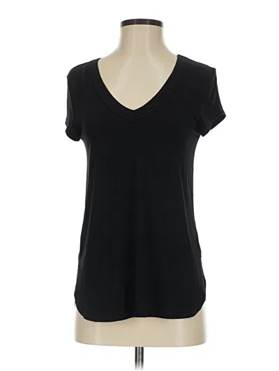 Pre-owned H By Bordeaux Short Sleeve Top Black V-neck Tops