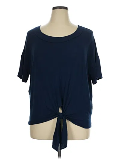 Pre-owned H By Bordeaux Short Sleeve Top Blue Keyhole Neckline Tops