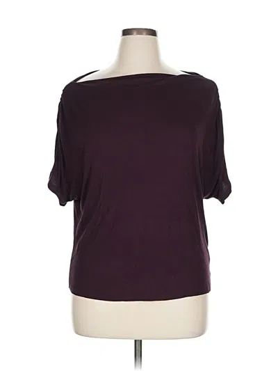 Pre-owned H By Bordeaux Short Sleeve Top Burgundy Boatneck Tops