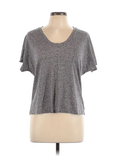 Pre-owned H By Bordeaux Short Sleeve Top Gray Scoop Neck Tops