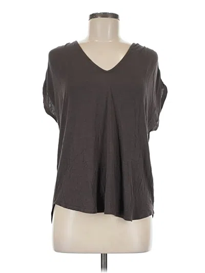 Pre-owned H By Bordeaux Short Sleeve Top Gray V Neck Tops