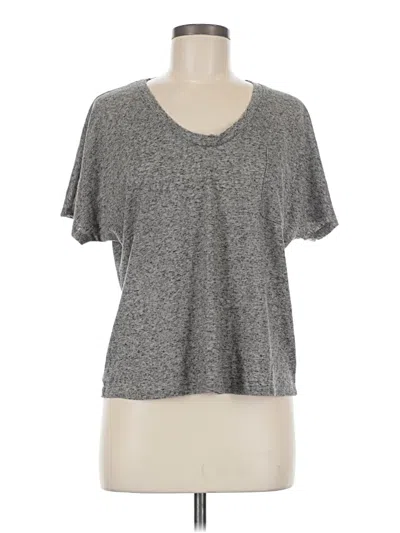 Pre-owned H By Bordeaux Short Sleeve Top Gray V Neck Tops
