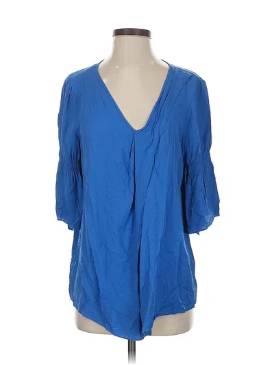 Pre-owned H By Halston 3/4 Sleeve Blouse In Blue