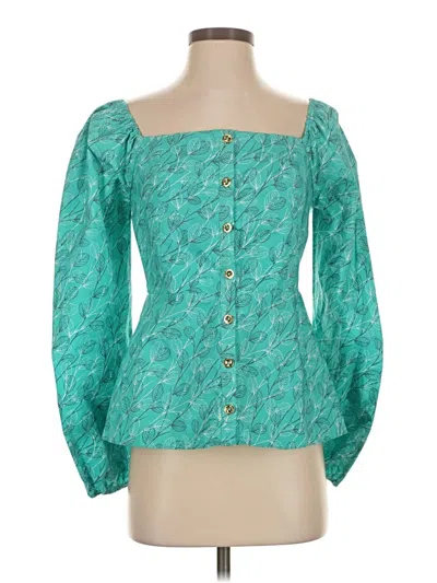 Pre-owned H By Halston 3/4 Sleeve Blouse In Blue