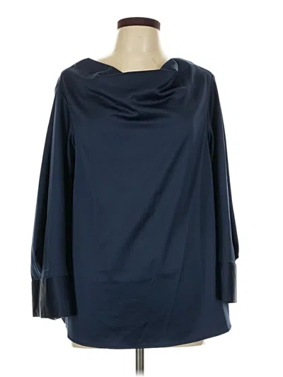 Pre-owned H By Halston 3/4 Sleeve Blouse In Blue