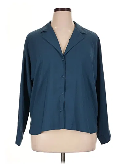 Pre-owned H By Halston 3/4 Sleeve Blouse In Blue