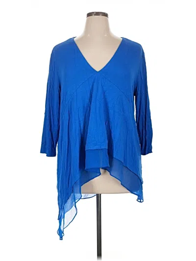 Pre-owned H By Halston 3/4 Sleeve Blouse In Blue