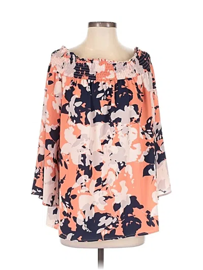 Pre-owned H By Halston 3/4 Sleeve Blouse In Orange