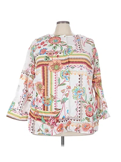 Pre-owned H By Halston 3/4 Sleeve Blouse In White