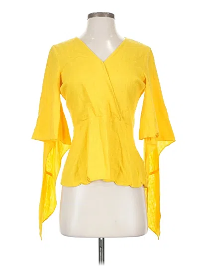 Pre-owned H By Halston 3/4 Sleeve Blouse In Yellow