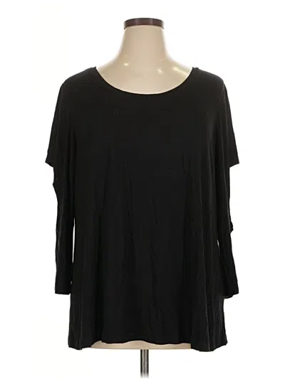 Pre-owned H By Halston 3/4 Sleeve Top Black Cold Shoulder Neckline Tops