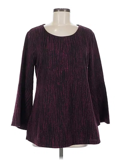 Pre-owned H By Halston 3/4 Sleeve Top Burgundy Boatneck Tops