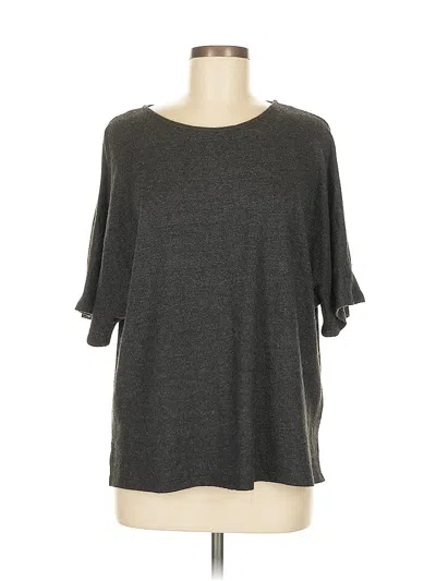 Pre-owned H By Halston 3/4 Sleeve Top Gray Cold Shoulder Neckline Tops