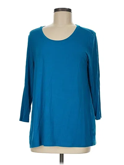 Pre-owned H By Halston 3/4 Sleeve T-shirt In Blue