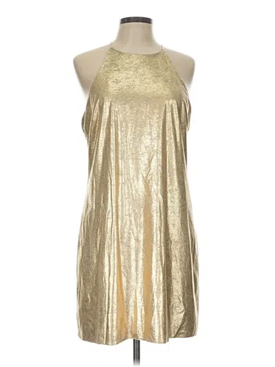 Pre-owned H By Halston Cocktail Dress In Gold