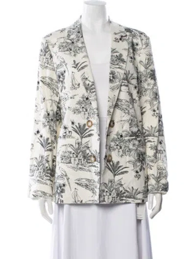 Pre-owned H By Halston Linen Printed Blazer In Multi