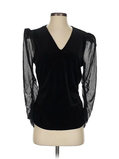 Pre-owned H By Halston Long Sleeve Blouse In Black