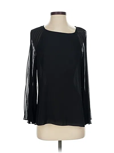 Pre-owned H By Halston Long Sleeve Blouse In Black