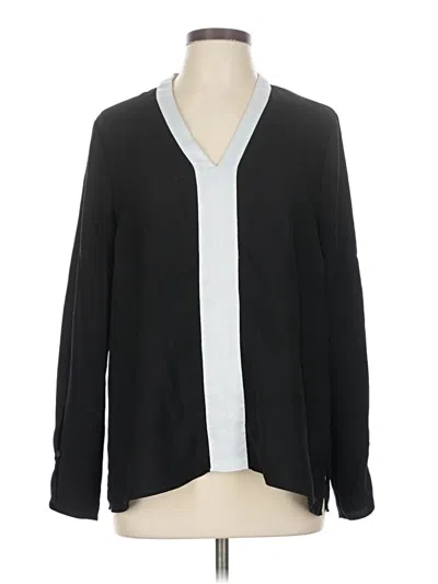 Pre-owned H By Halston Long Sleeve Blouse In Black
