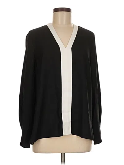 Pre-owned H By Halston Long Sleeve Blouse In Black
