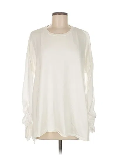 Pre-owned H By Halston Long Sleeve Blouse In Ivory