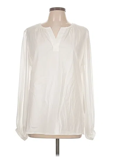 Pre-owned H By Halston Long Sleeve Blouse In Ivory