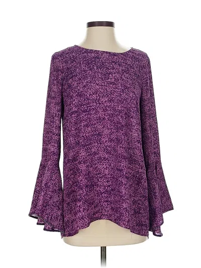 Pre-owned H By Halston Long Sleeve Blouse In Purple