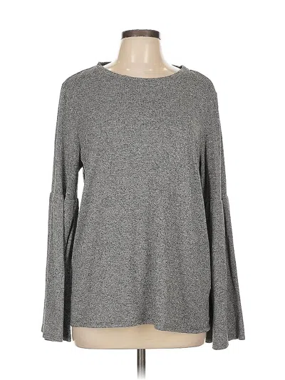 Pre-owned H By Halston Long Sleeve T-shirt In Gray
