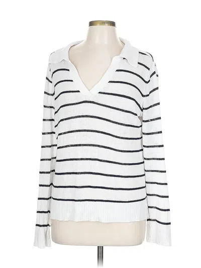 Pre-owned H By Halston Long Sleeve T-shirt In White