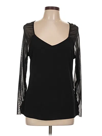 Pre-owned H By Halston Long Sleeve Top Black Sweetheart Neckline Tops