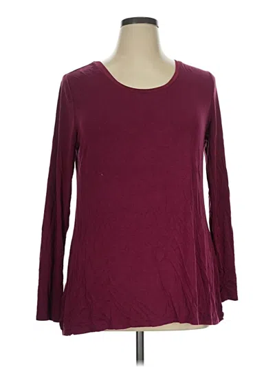 Pre-owned H By Halston Long Sleeve Top Burgundy Scoop Neck Tops