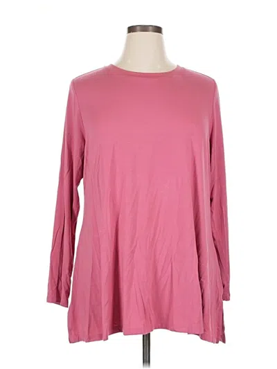 Pre-owned H By Halston Long Sleeve Top Pink Boatneck Tops