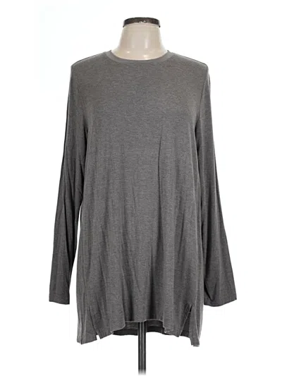 Pre-owned H By Halston Long Sleeve T-shirt In Gray