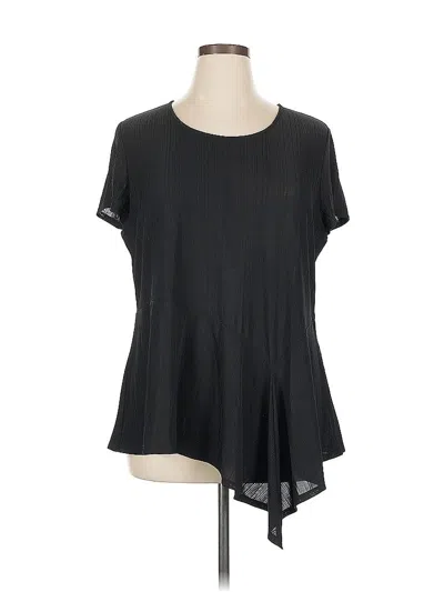 Pre-owned H By Halston Short Sleeve Blouse In Black