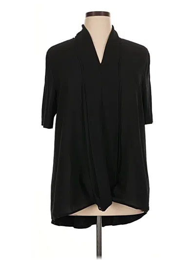 Pre-owned H By Halston Short Sleeve Blouse In Black