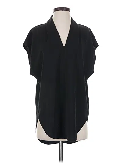 Pre-owned H By Halston Short Sleeve Blouse In Black