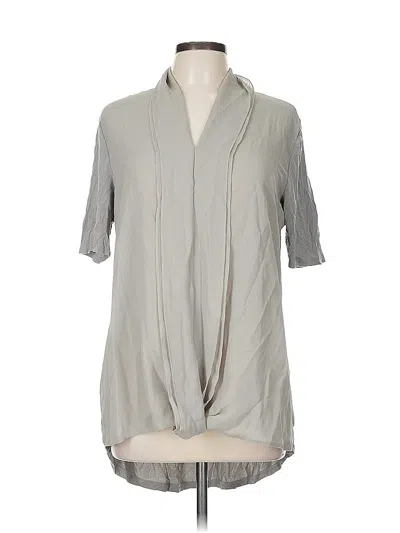 Pre-owned H By Halston Short Sleeve Blouse In Gray