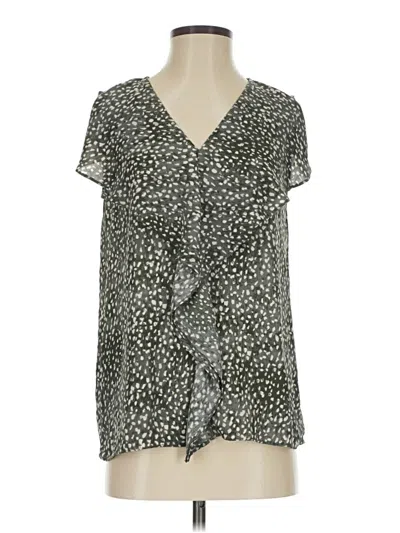 Pre-owned H By Halston Short Sleeve Blouse In Gray