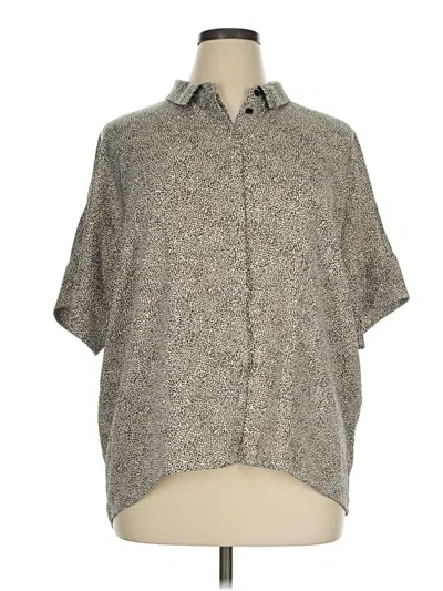 Pre-owned H By Halston Short Sleeve Blouse In Gray