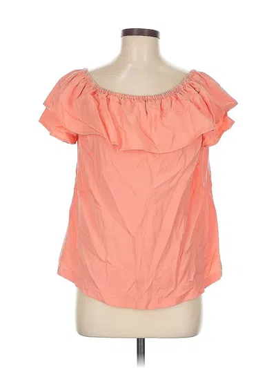 Pre-owned H By Halston Short Sleeve Blouse In Orange
