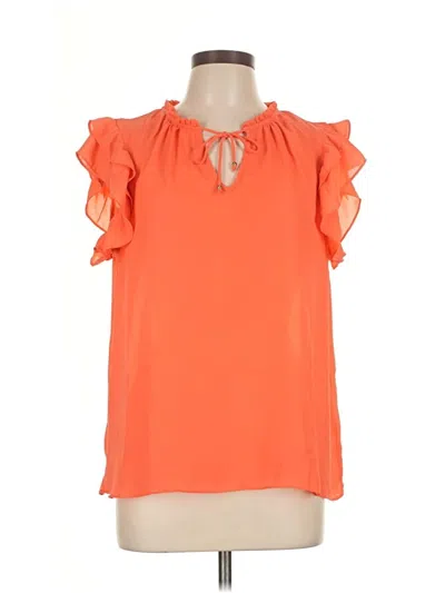 Pre-owned H By Halston Short Sleeve Blouse In Orange