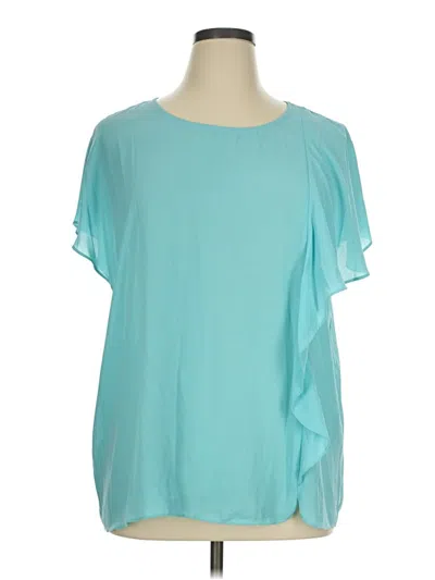 H By Halston Short Sleeve Blouse In Teal