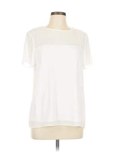 Pre-owned H By Halston Short Sleeve Blouse In White