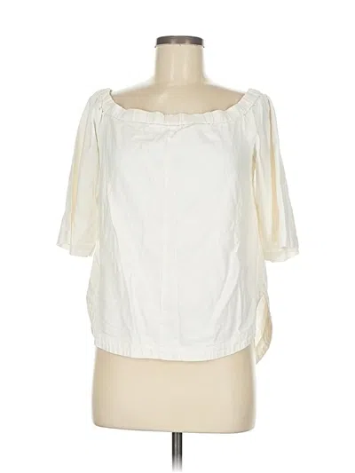 Pre-owned H By Halston Short Sleeve Blouse In White