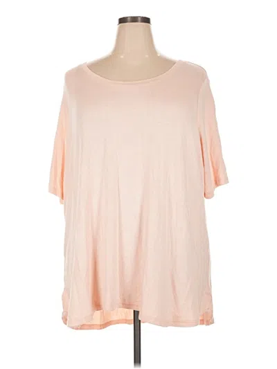 Pre-owned H By Halston Short Sleeve Top Pink Boatneck Tops