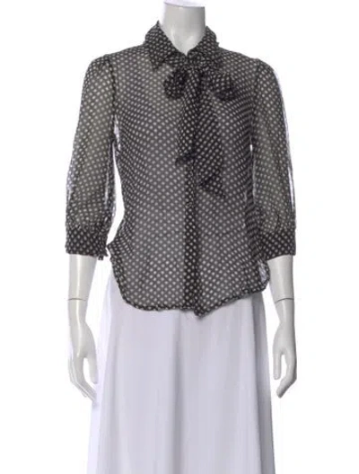 Pre-owned H By Halston Silk Polka Dot Print Blouse In Multi