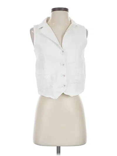 Pre-owned H By Halston Sleeveless Button Down Shirt In White