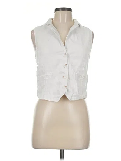 Pre-owned H By Halston Sleeveless Button Down Shirt In White
